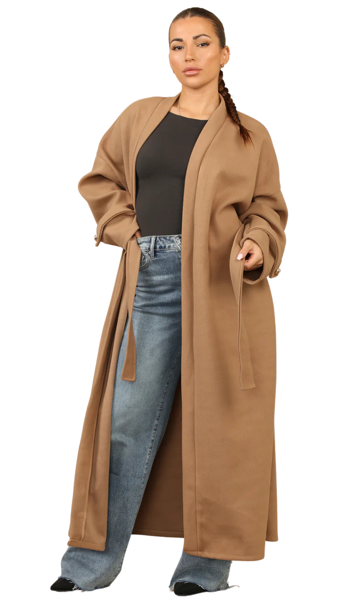 GOLDEN GRACE BELTED COAT - CAMEL