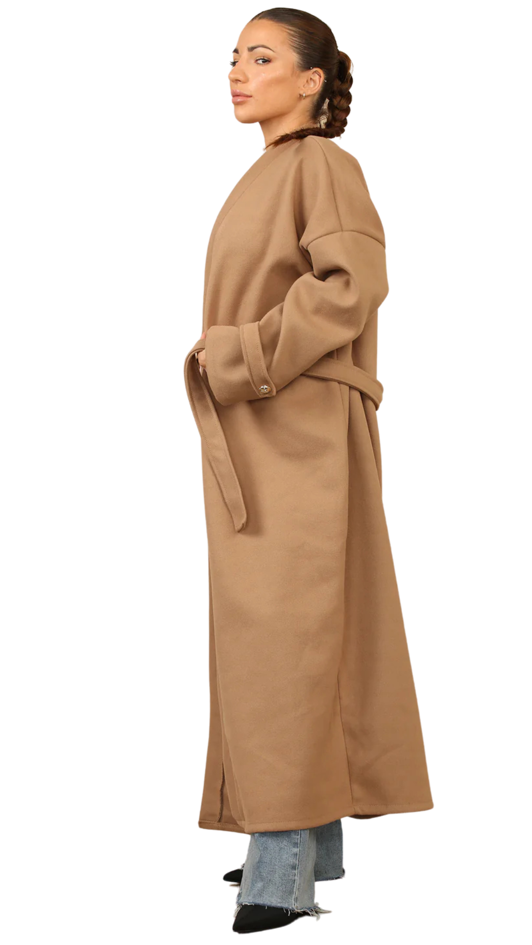 GOLDEN GRACE BELTED COAT - CAMEL