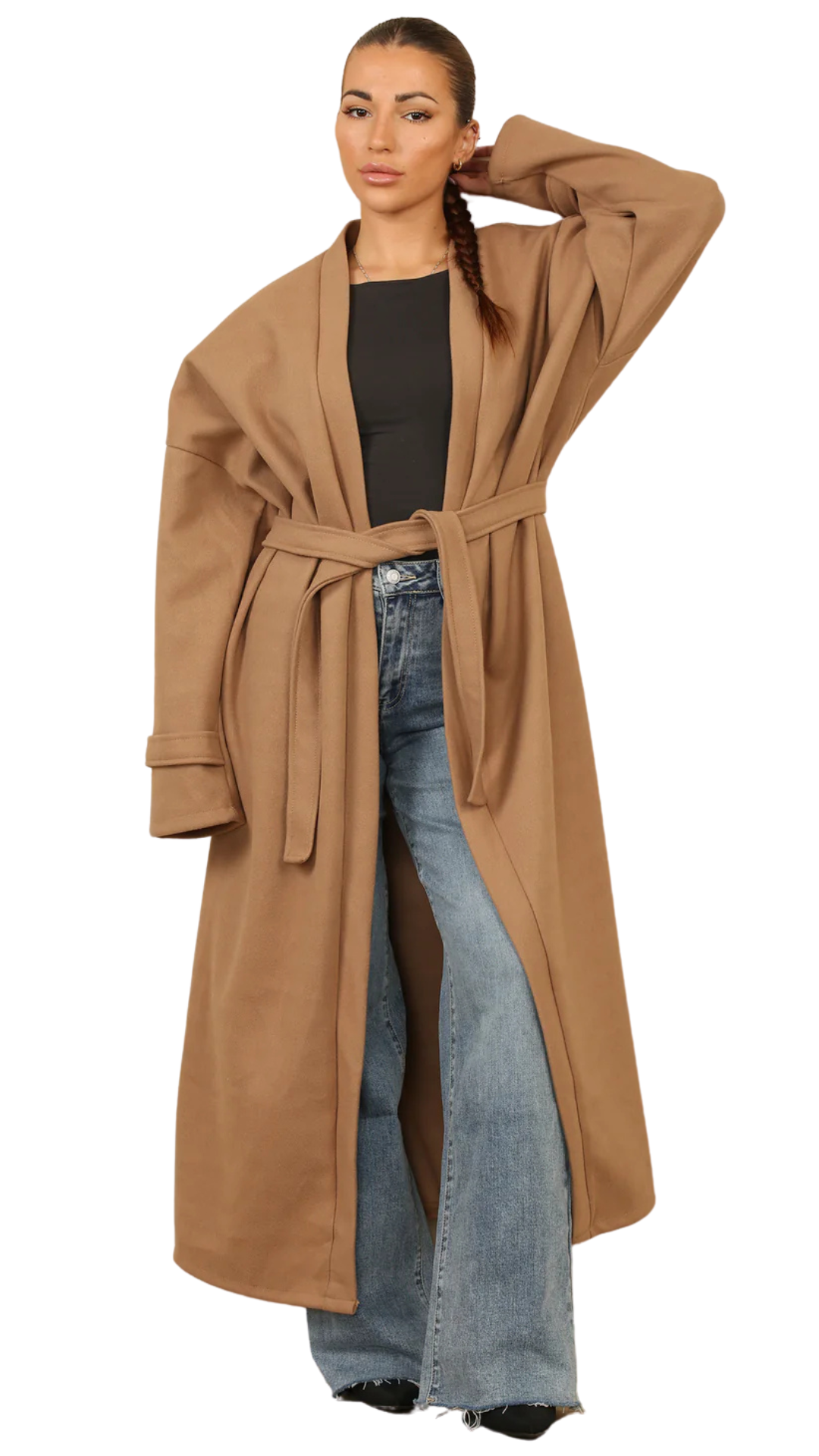 GOLDEN GRACE BELTED COAT - CAMEL