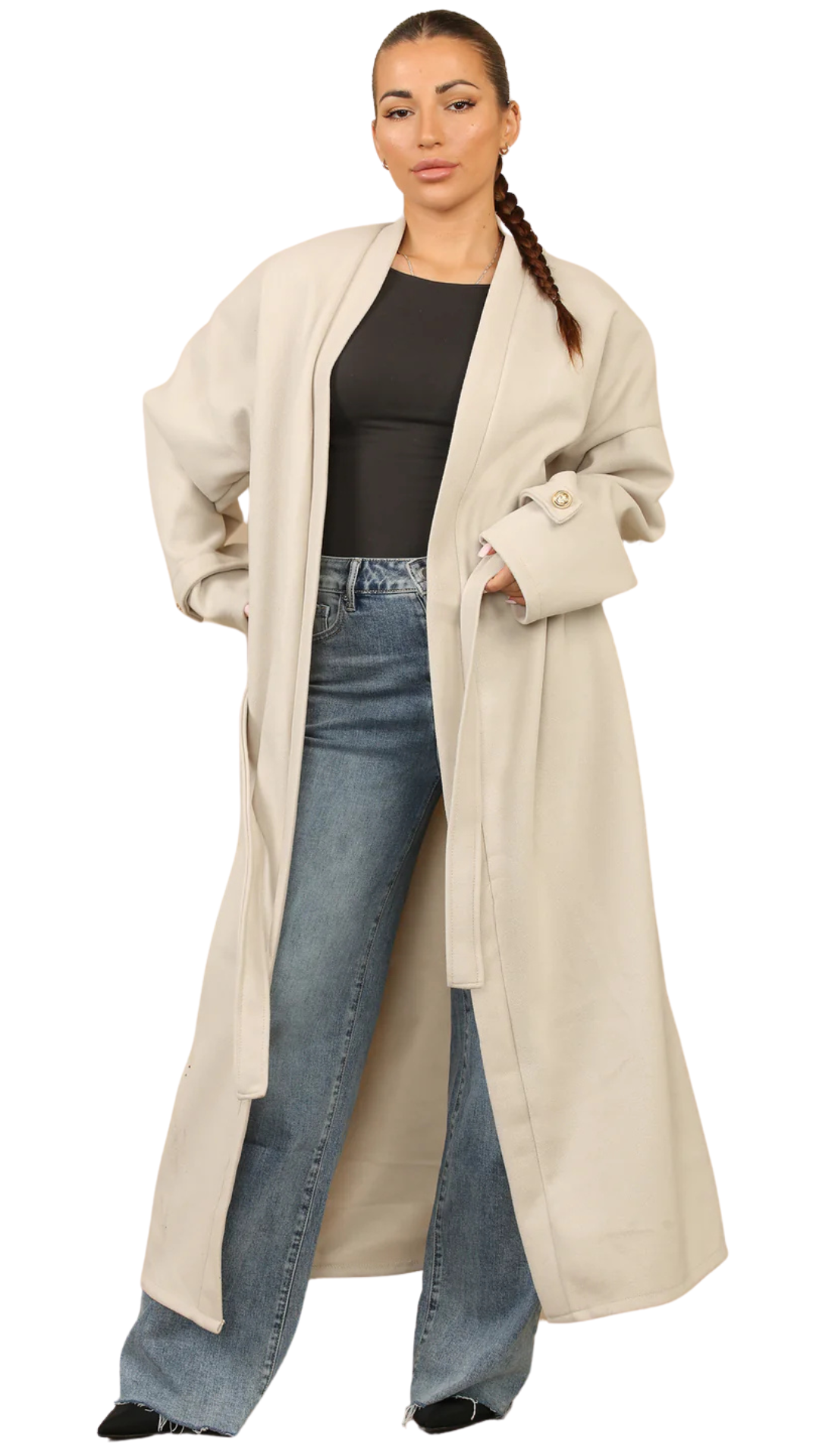 GOLDEN GRACE BELTED COAT - BEIGE