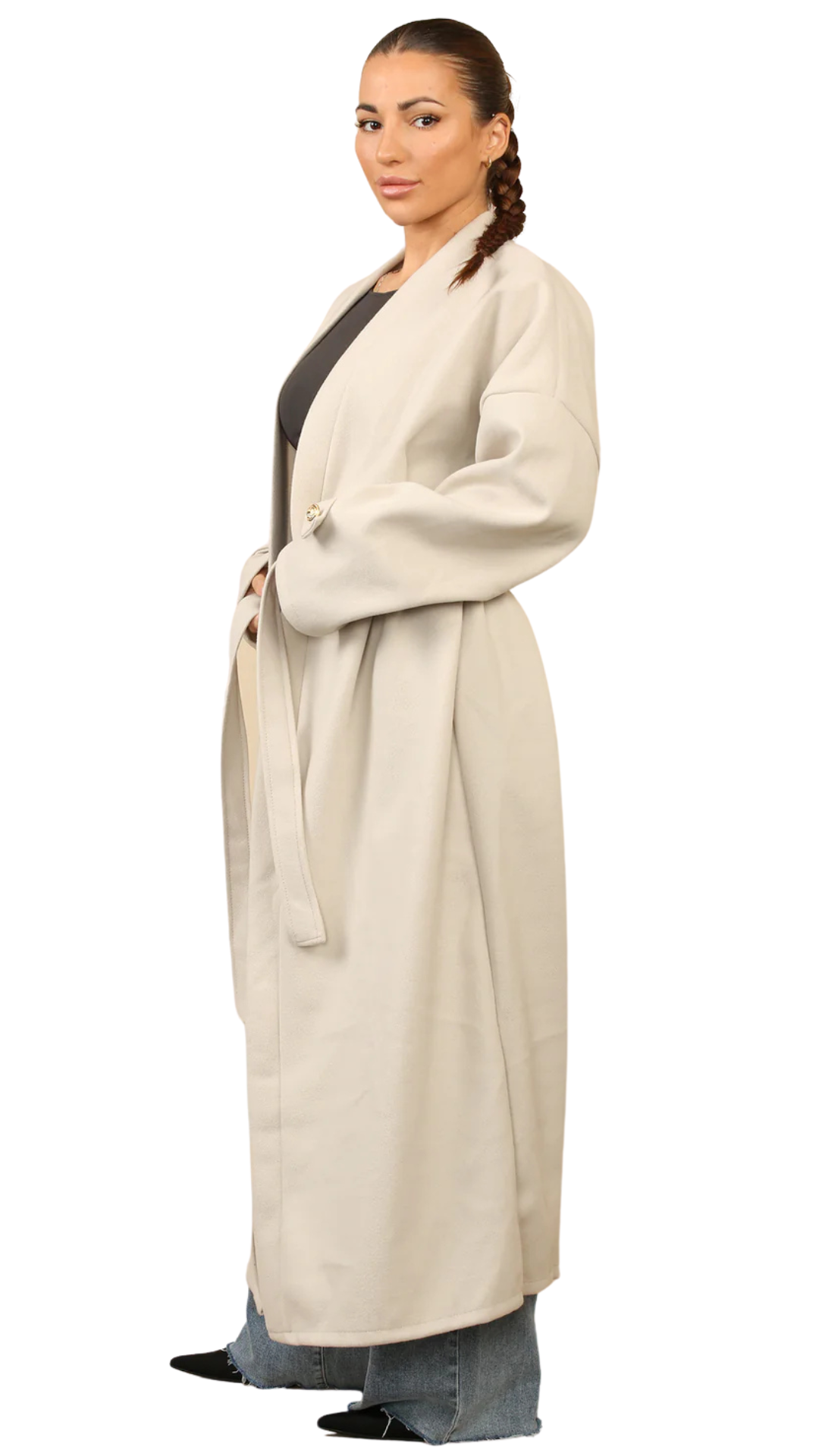 GOLDEN GRACE BELTED COAT - BEIGE