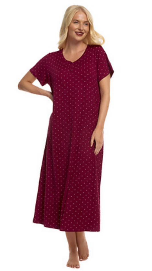 SOFT TOUCH JERSEY LONG NIGHTIE - BURGUNDY