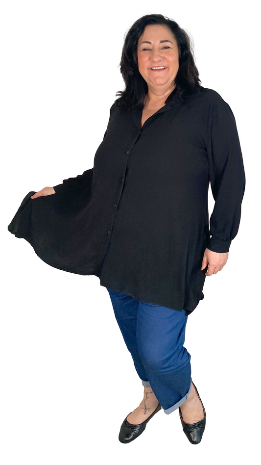 FIT AND FLARE SHIRT - BLACK