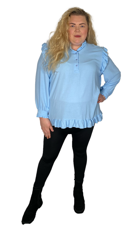 FANCY FRILL BLOUSE - BABY BLUE